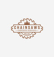 carpentry and wood saw logo chainsaws line art vector image