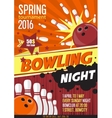 bowling tournament poster template design vector image