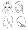 four woman outline faces vector image