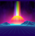 synth wave retro city landscape background sunset vector image vector image