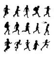 children running silhouettes child kids vector image
