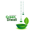 creative green eco diwali leaf diya design vector image vector image