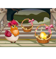 funny poster with a quirky chicken and a golden vector image