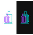 green and purple line suitcase for travel icon vector image