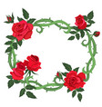 oval frame thorns and red roses isolated vector image