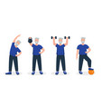 senior man doing sport exercises vector image