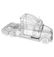 wire-frame big truck isolated on white vector image vector image