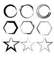 grunge shapes star circle hexagon set of hand vector image