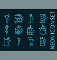 pyrotechnics set icons blue glowing neon style vector image vector image