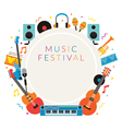 music instruments objects frame background vector image