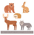set of flat forest animals vector image