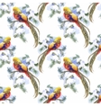 wild pheasant animals birds in watercolor floral vector image vector image