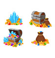 cartoon treasure with gold coins and colorful vector image vector image
