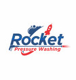 cleaning service logo with rocket and vector image