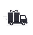 delivery truck with gift box icon free vector image