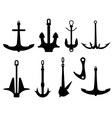 anchor silhouettes set vector image vector image