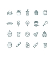 fast food and snack thin line icons set vector image