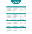 vertical blue pocket calendar on 2022 year vector image