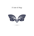 o letter sign and angel wings monogram wing logo vector image vector image