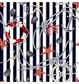 seamless pattern with starfishes anchors shells vector image vector image