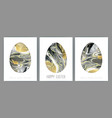 set of easter eggs with alcohol ink background vector image
