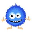 fluffy monster is blue color funny vector image vector image