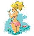 cute pinup girl with flower vector image