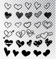 hearts hand drawn set isolated design elements vector image vector image
