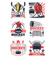 hockey sport game tournament players icons signs vector image