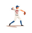 pitcher throwing ball baseball player character vector image