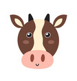 cute cow face in cartoon style farm character vector image
