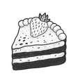slice strawberry cake sketch vector image vector image