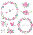 wedding floral elements labels ribbons hearts vector image vector image