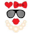party accessories set - glasses necklace lips vector image