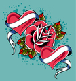 heart rose tattoo vector image