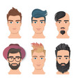 male portrait avatar face set vector image