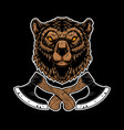 bear with axes design element for poster emblem vector image vector image