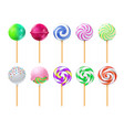 dulce lollipops sweet sugar candy stick isolated vector image