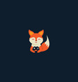 animal fox with stick game logo icon design vector image