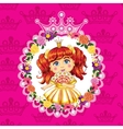 little princess red hair on a pink background vector image