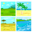 steppe and beach savannah and river traveling vector image