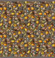 cartoon cute thanksgiving day seamless pattern vector image vector image