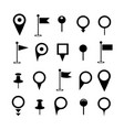 black map pointer icons set on white vector image