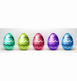 colorful easter eggs with zigzag lines pattern vector image vector image