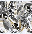 seamless pattern with black and white tropical vector image vector image