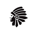 simple indian chief head silhouette vector image