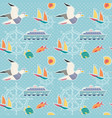 hand drawn maritime stickers seamless pattern vector image
