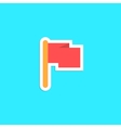 red flag icon sticker isolated on blue background vector image vector image