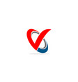 round curve v initial company logo vector image