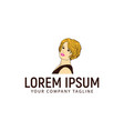 beautiful woman with stylist hair logo design vector image vector image
